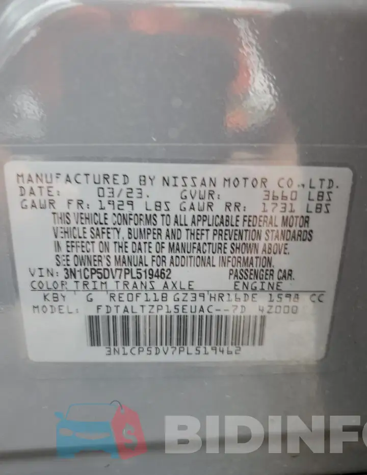 3N1CP5DV7PL519462 Photo# 12