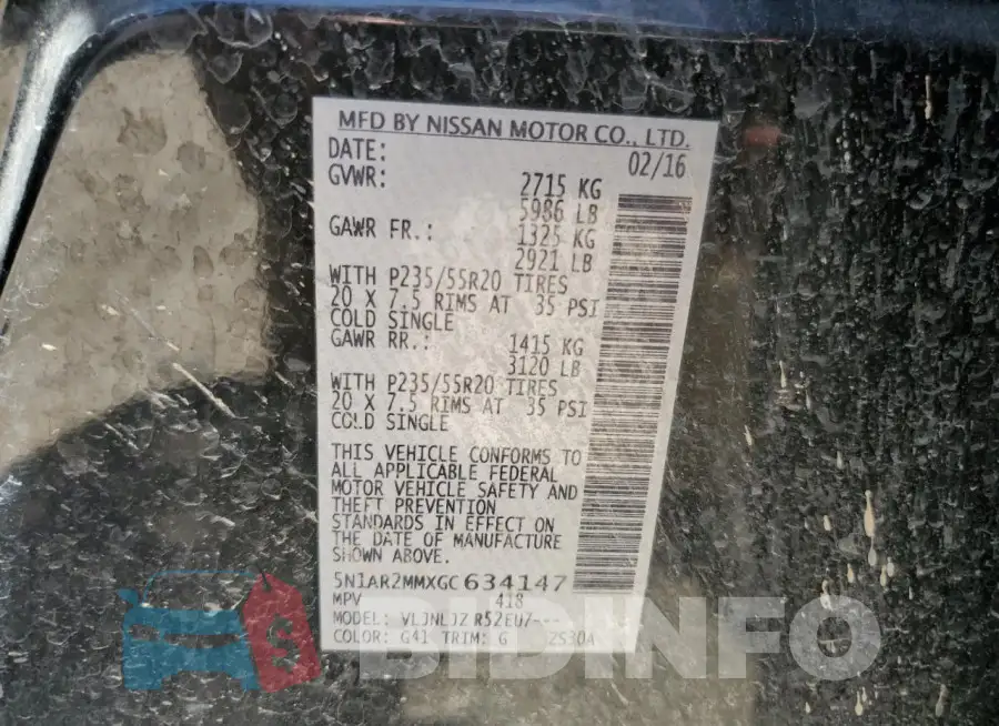 5N1AR2MMXGC634147 Photo# 13
