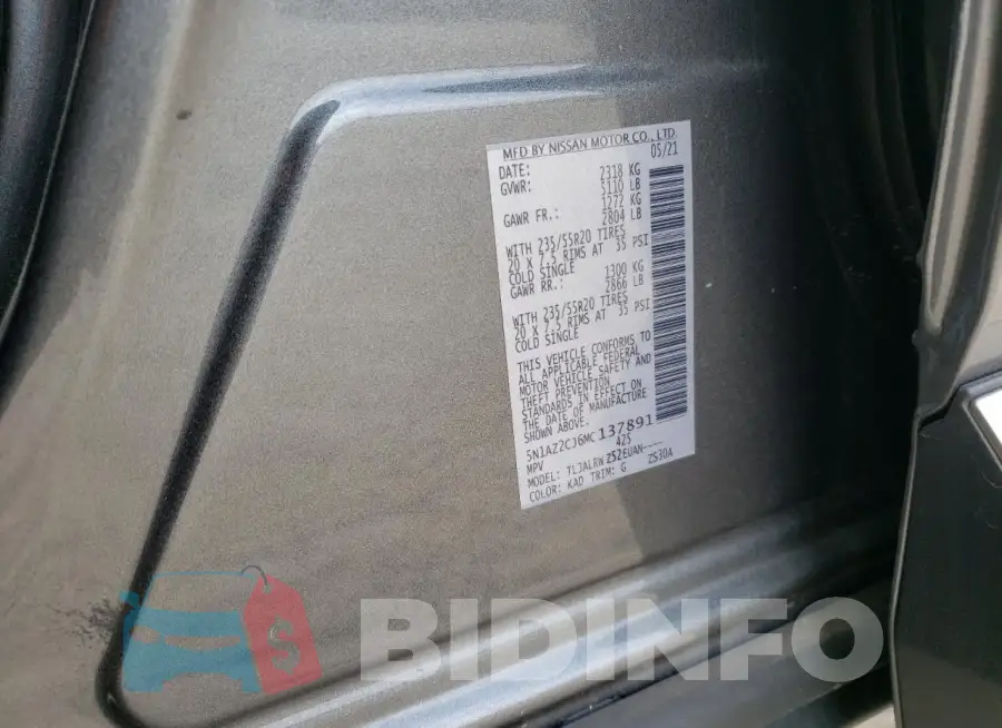 5N1AZ2CJ6MC137891 Photo# 12