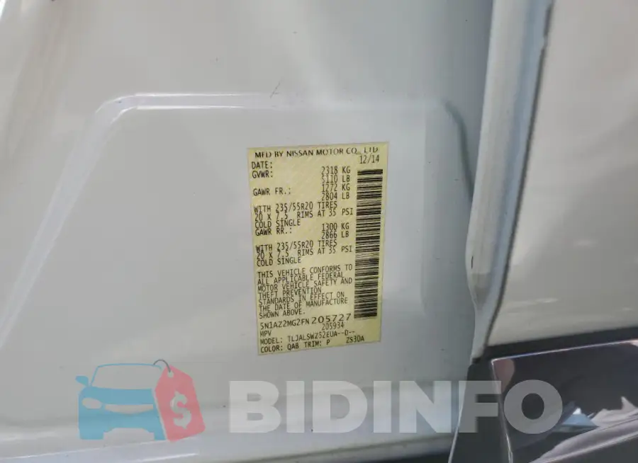 5N1AZ2MG2FN205727 Photo# 13