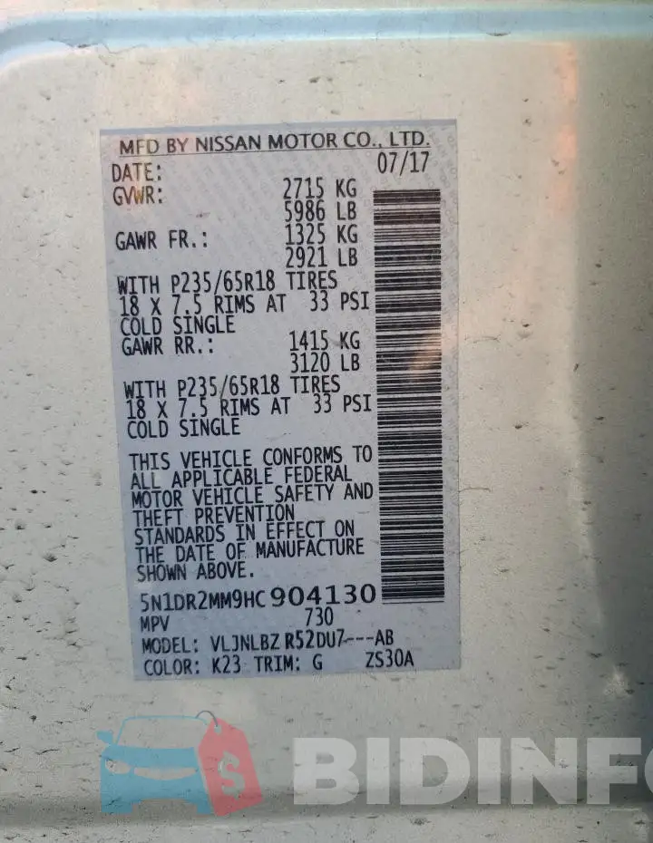 5N1DR2MM9HC904130 Photo# 13