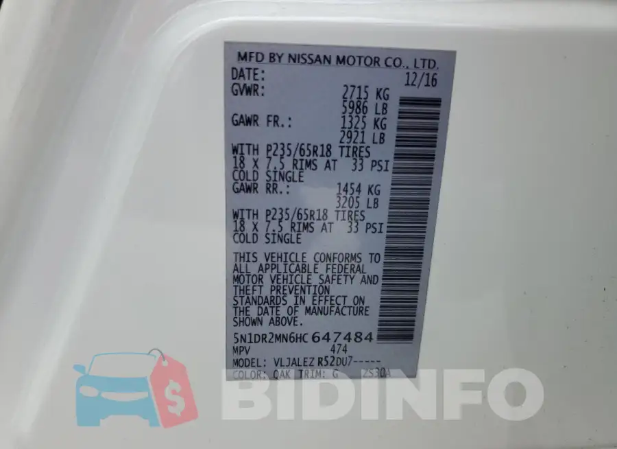 5N1DR2MN6HC647484 Photo# 14