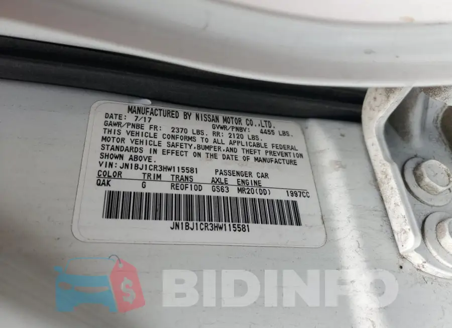 JN1BJ1CR3HW115581 Photo# 12