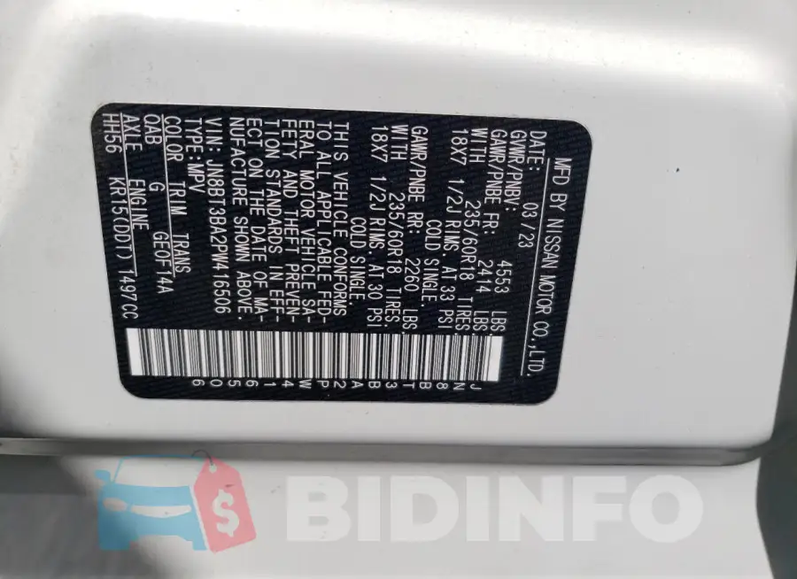 JN8BT3BA2PW416506 Photo# 13