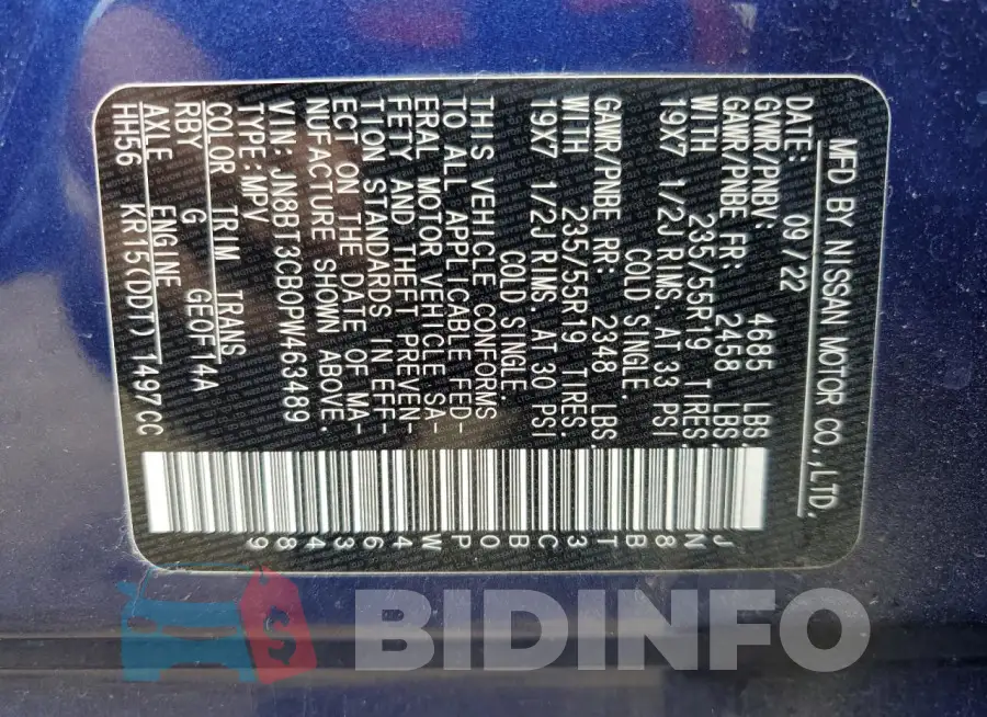 JN8BT3CB0PW463489 Photo# 13