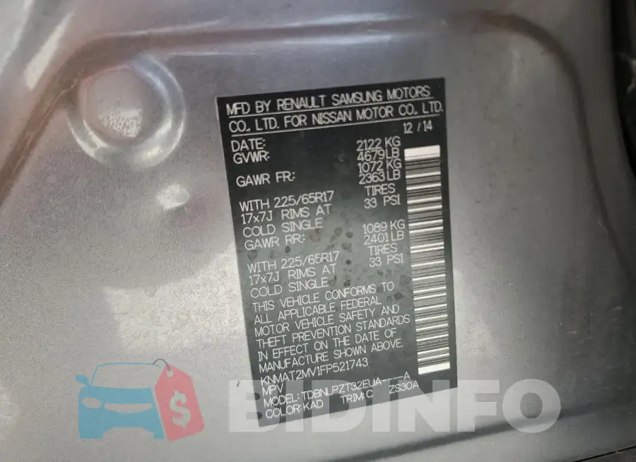 KNMAT2MV1FP521743 Photo# 12