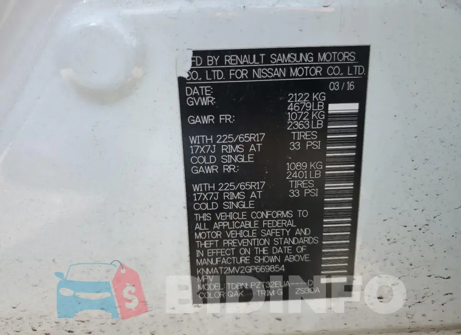 KNMAT2MV2GP669854 Photo# 14