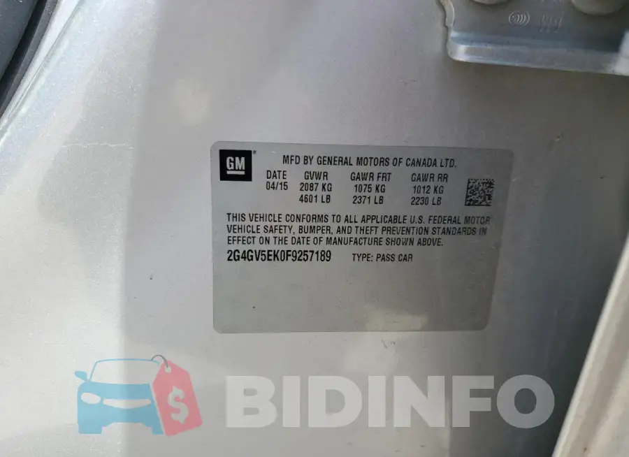 2G4GV5EK0F9257189 Photo# 12