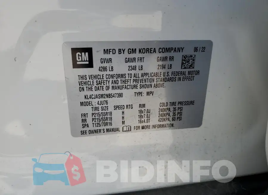 KL4CJASM2NB547390 Photo# 13