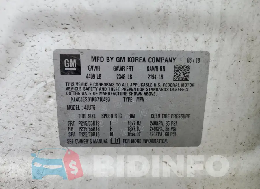 KL4CJESB1KB716493 Photo# 13