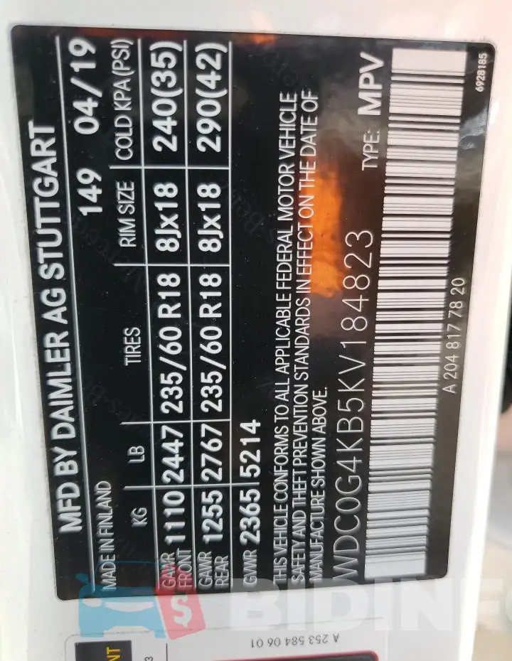 WDC0G4KB5KV184823 Photo# 12