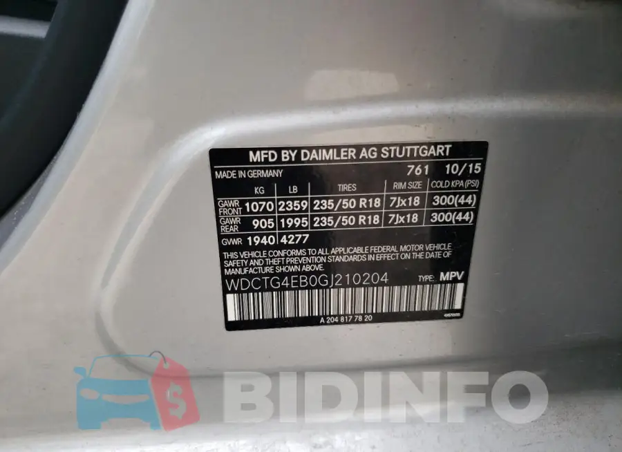 WDCTG4EB0GJ210204 Photo# 12