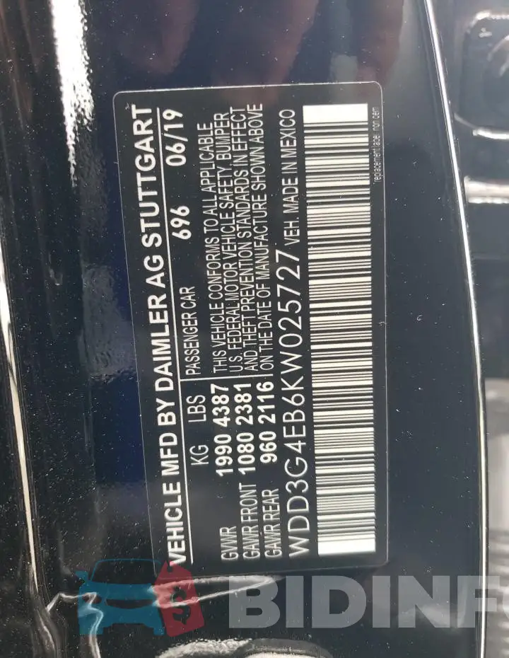 WDD3G4EB6KW025727 Photo# 12