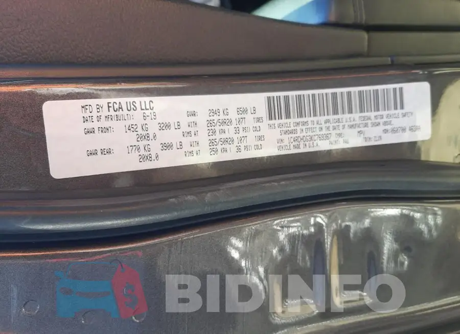 1C4RDHDG3KC769367 Photo# 12
