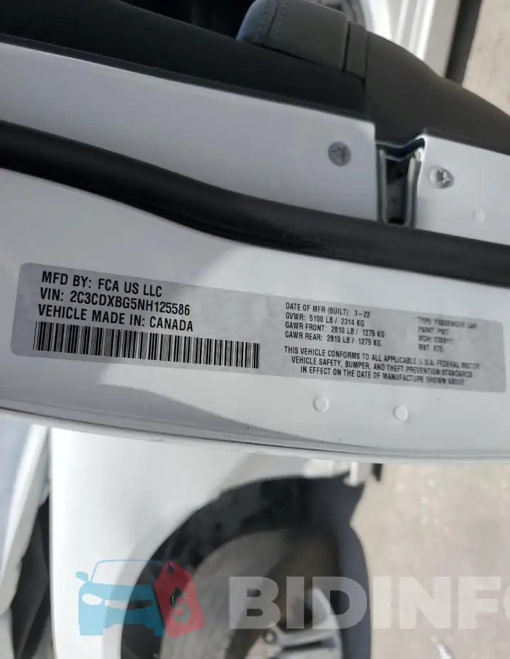 2C3CDXBG5NH125586 Photo# 13