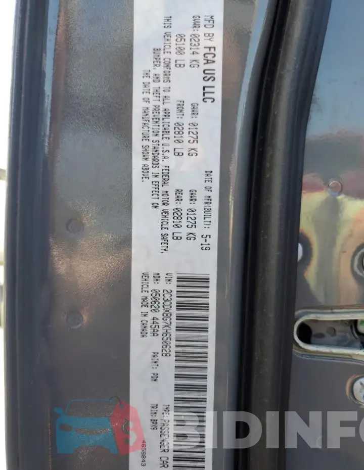 2C3CDXBG7KH650628 Photo# 12