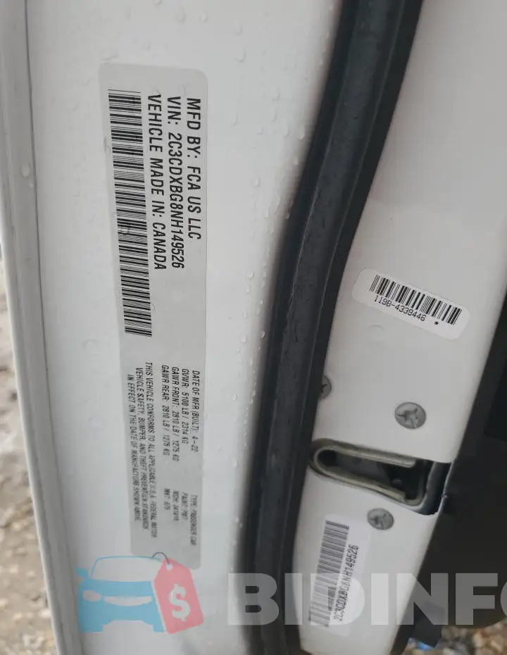 2C3CDXBG8NH149526 Photo# 13
