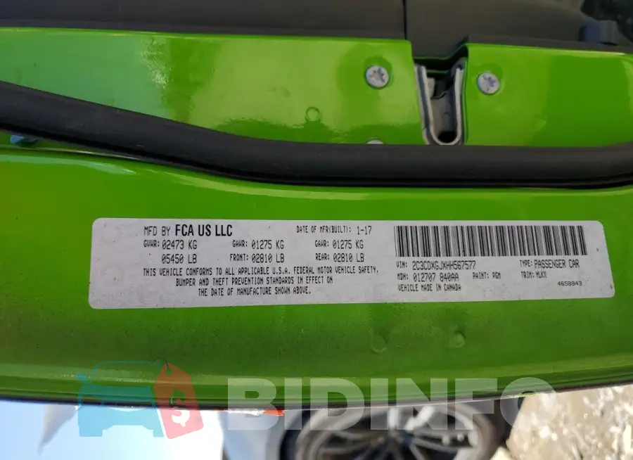 2C3CDXGJXHH567577 Photo# 12