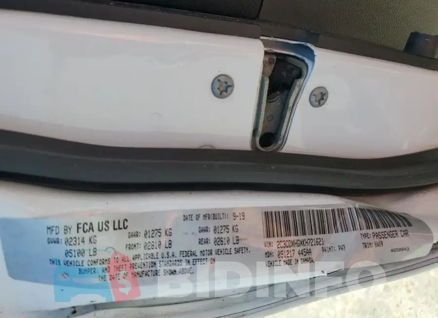 2C3CDXHGXKH721621 Photo# 12