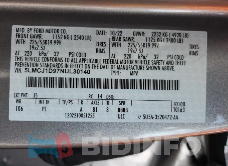 5LMCJ1D97NUL30140 Photo# 13