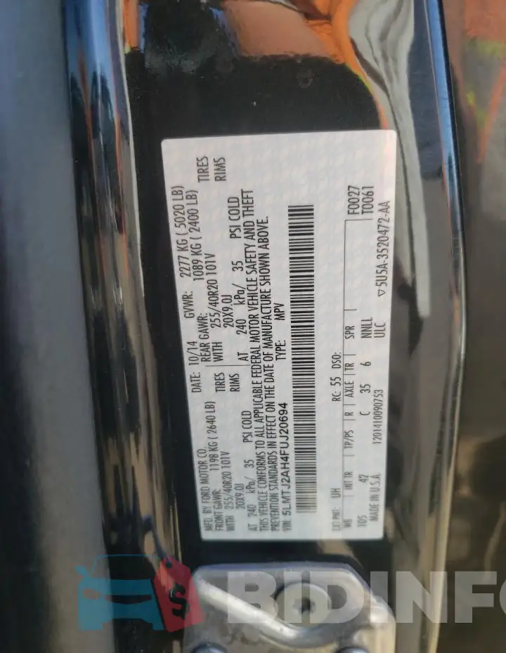 5LMTJ2AH4FUJ20694 Photo# 14