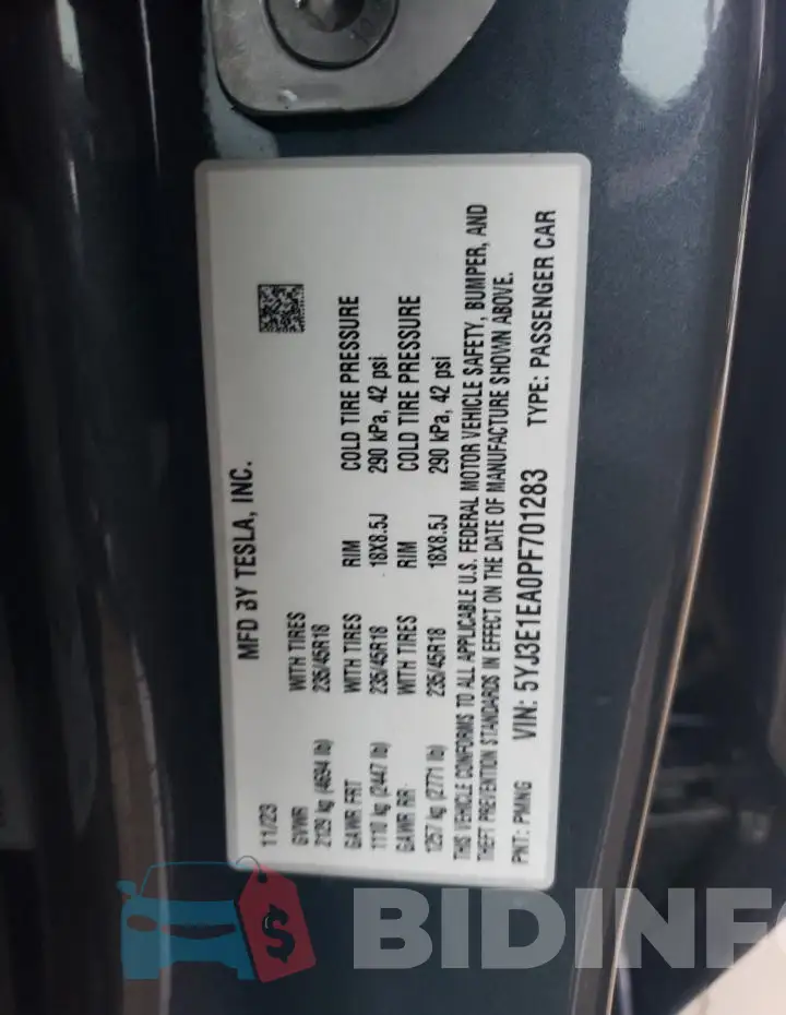 5YJ3E1EA0PF701283 Photo# 13