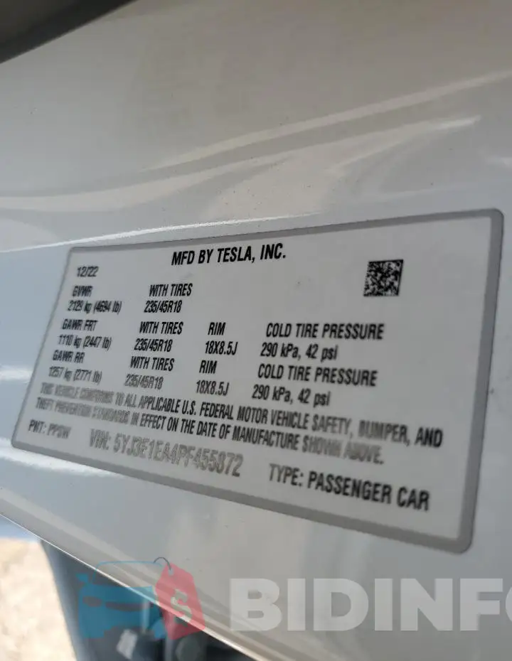 5YJ3E1EA4PF455872 Photo# 12