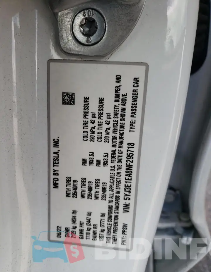 5YJ3E1EA8NF295718 Photo# 13