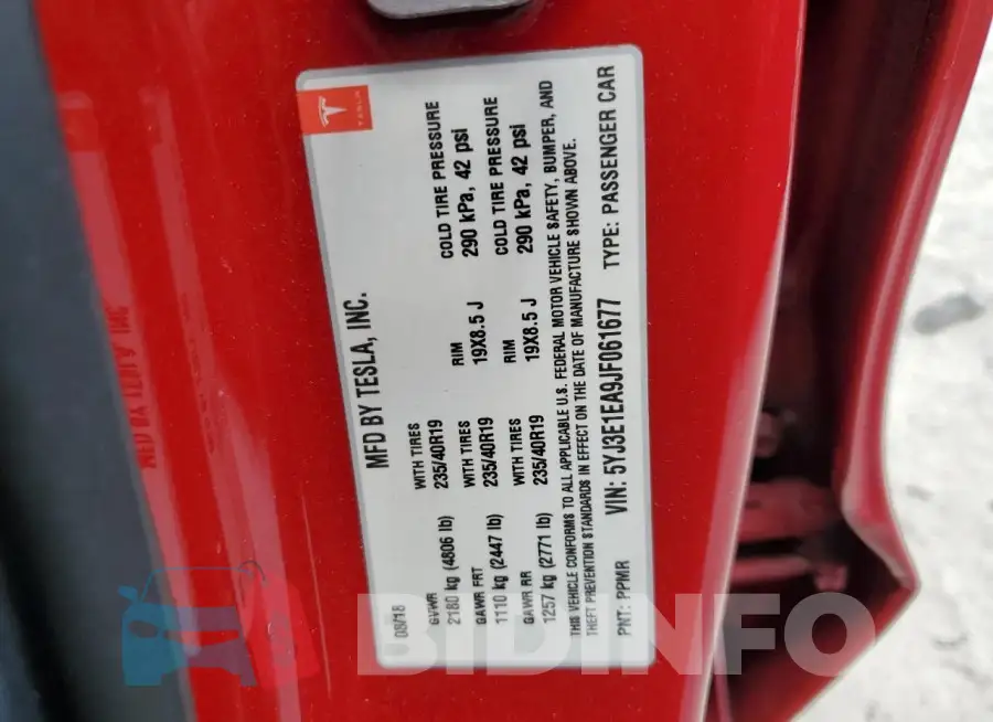 5YJ3E1EA9JF061677 Photo# 12