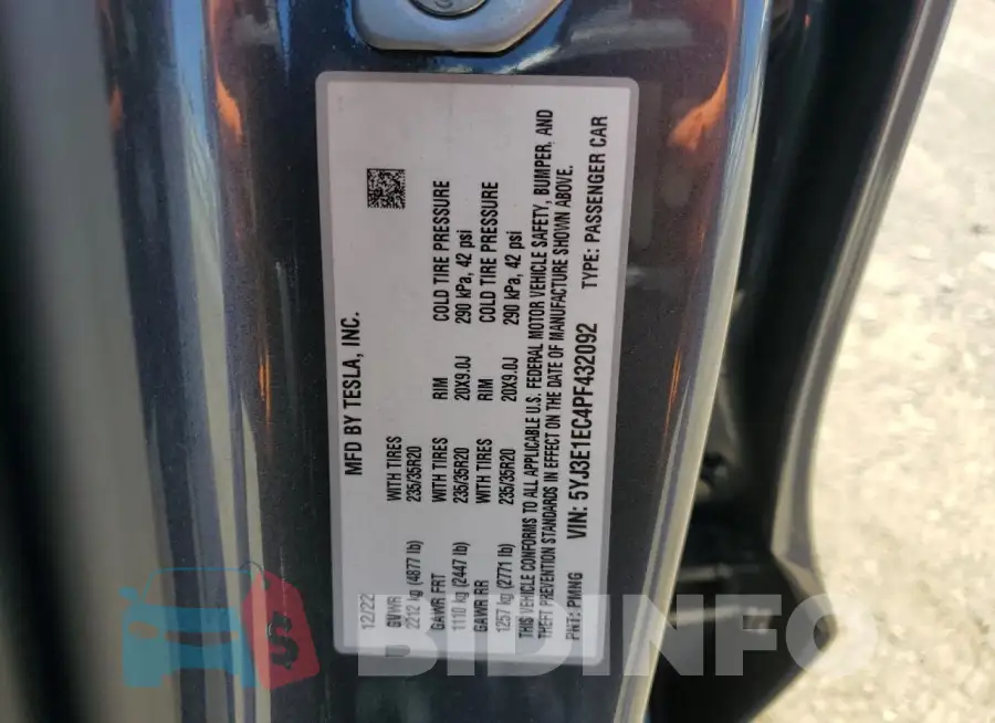 5YJ3E1EC4PF432092 Photo# 12