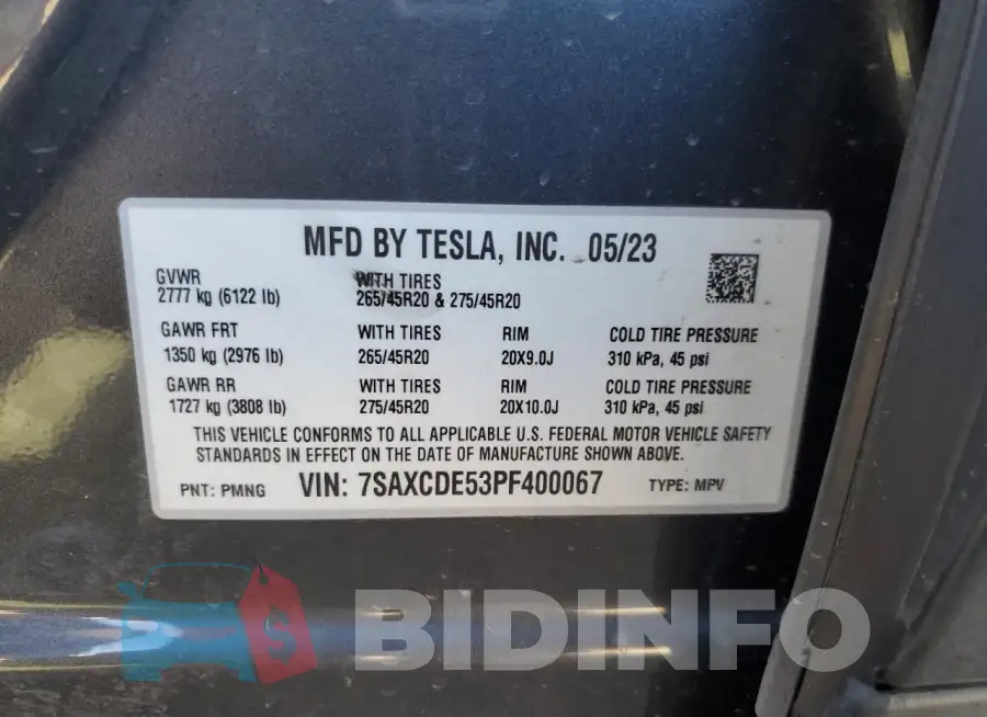 7SAXCDE53PF400067 Photo# 12