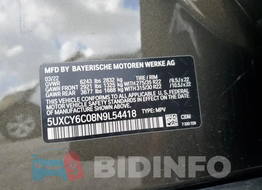 5UXCY6C08N9L54418 Photo# 13