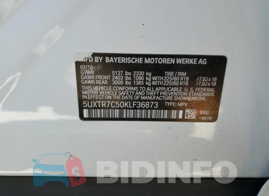 5UXTR7C50KLF36873 Photo# 13