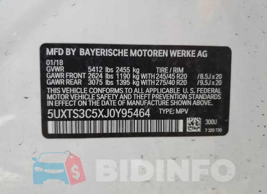 5UXTS3C5XJ0Y95464 Photo# 12