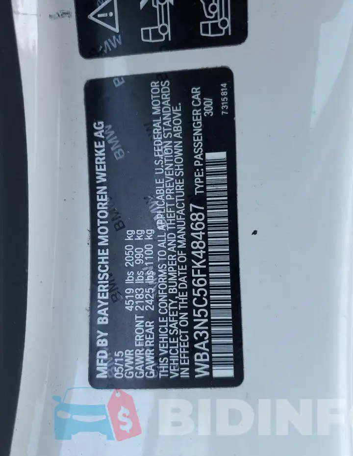 WBA3N5C56FK484687 Photo# 12