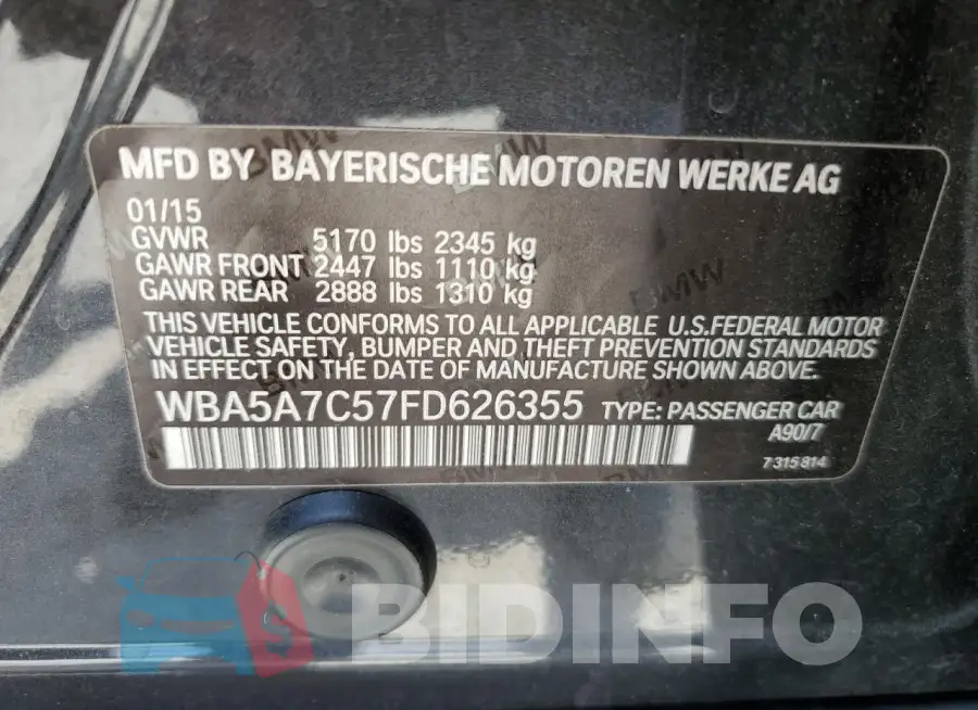 WBA5A7C57FD626355 Photo# 12