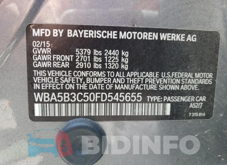 WBA5B3C50FD545655 Photo# 12