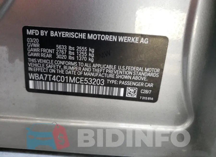 WBA7T4C01MCE53203 Photo# 12