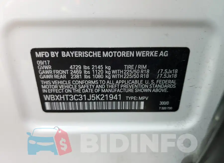 WBXHT3C31J5K21941 Photo# 13