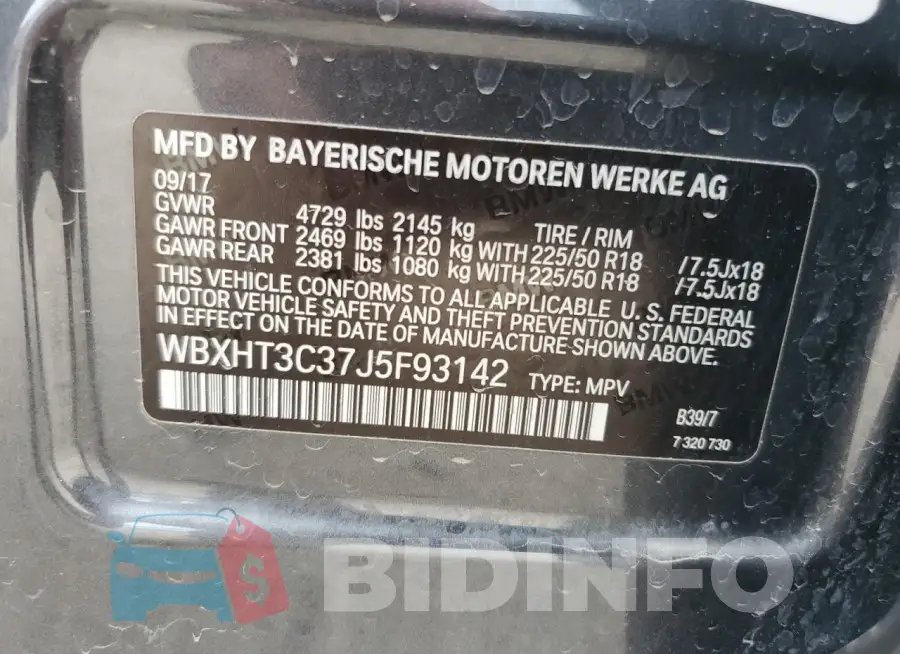 WBXHT3C37J5F93142 Photo# 13