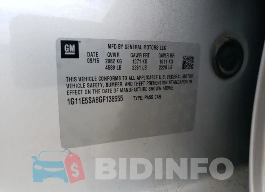 1G11E5SA8GF138555 Photo# 12