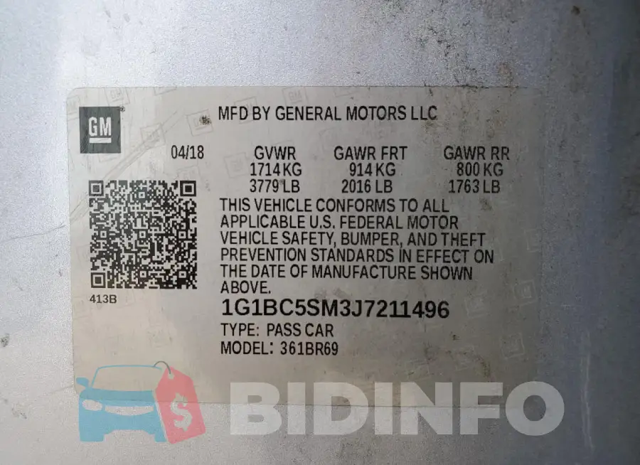 1G1BC5SM3J7211496 Photo# 13