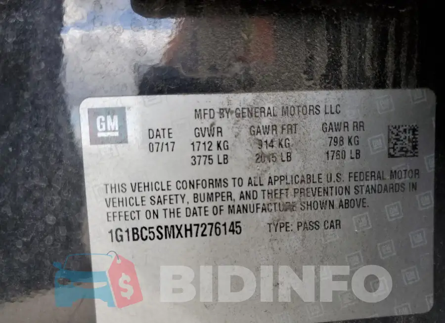 1G1BC5SMXH7276145 Photo# 12