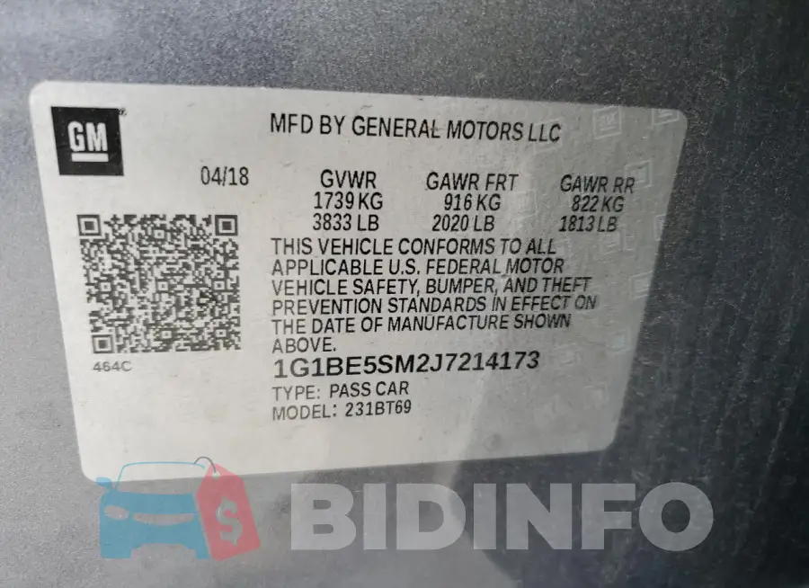 1G1BE5SM2J7214173 Photo# 12
