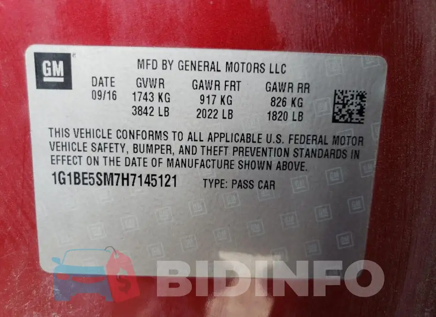 1G1BE5SM7H7145121 Photo# 13