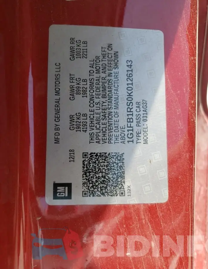 1G1FB1RS0K0126143 Photo# 12