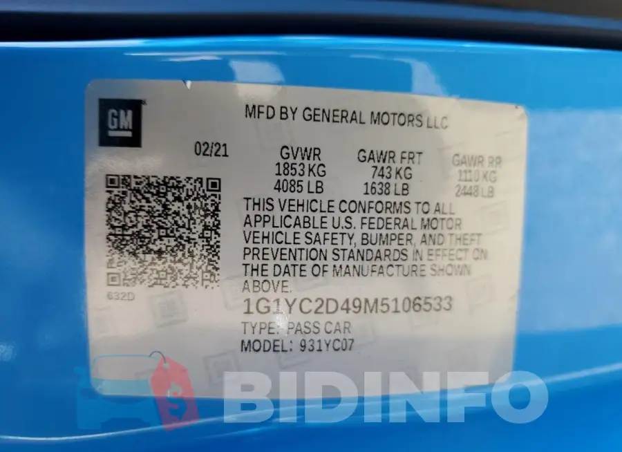 1G1YC2D49M5106533 Photo# 12