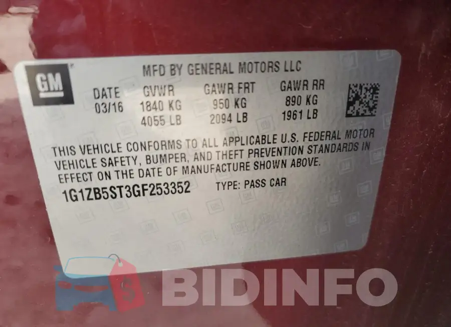 1G1ZB5ST3GF253352 Photo# 12