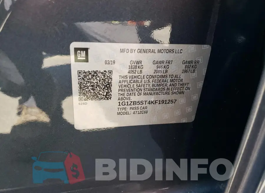 1G1ZB5ST4KF191257 Photo# 12