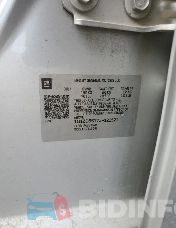 1G1ZD5ST7JF121521 Photo# 12